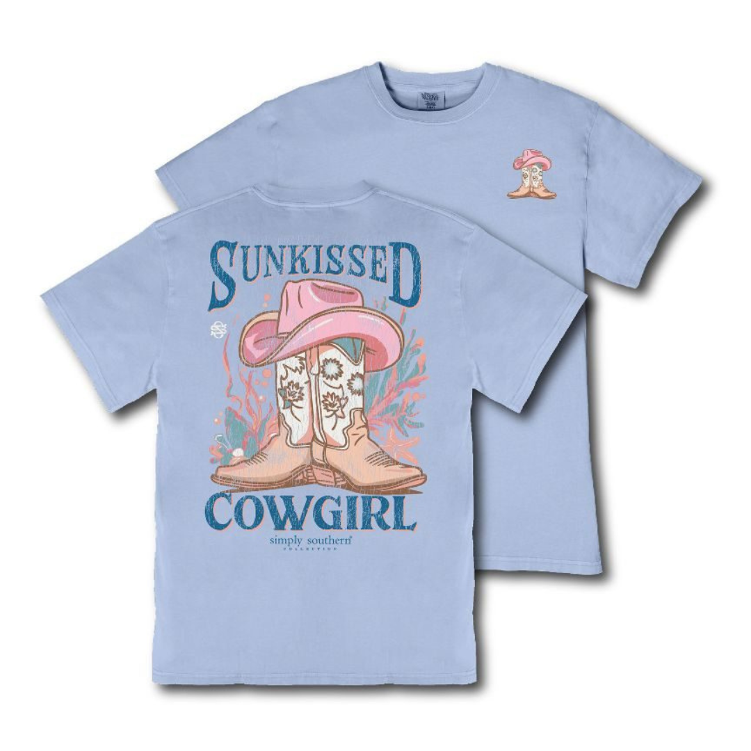 Simply Southern Ladies Sunkissed Cowgirl T-Shirt MINWASH-SUNKISSCG-FDBLU