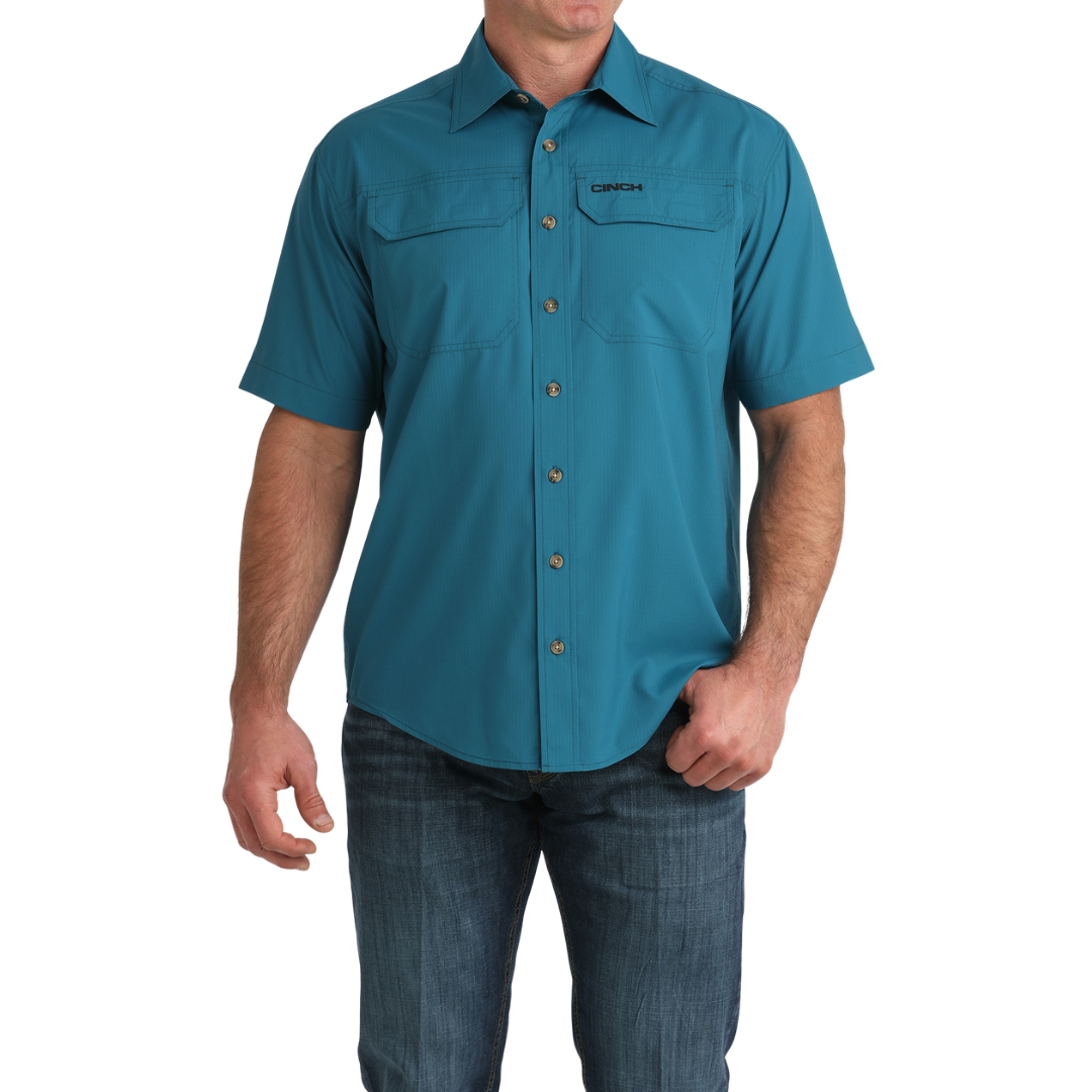 Cinch Men's Arenaflex Short Sleeve Teal Shirt MTW1723004
