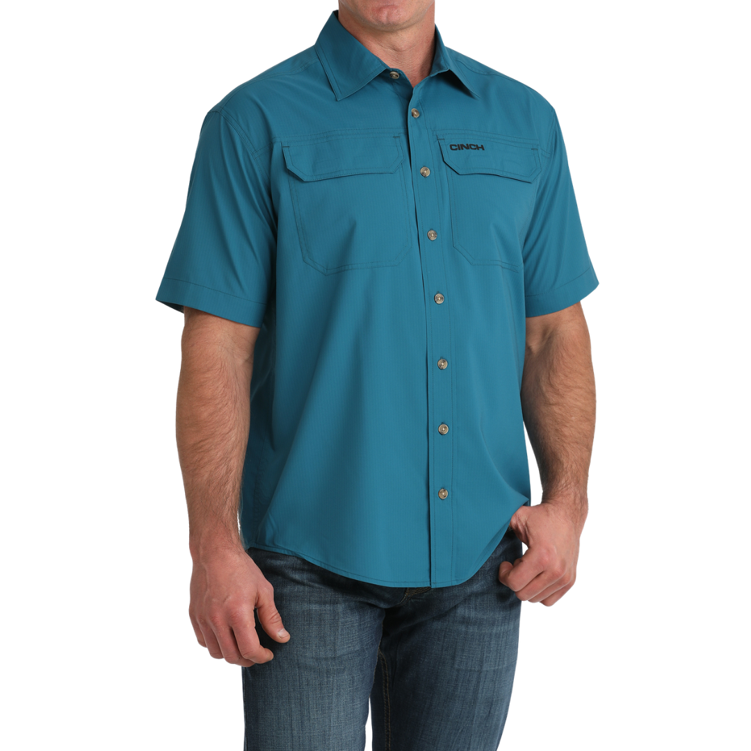 Cinch Men's Arenaflex Short Sleeve Teal Shirt MTW1723004