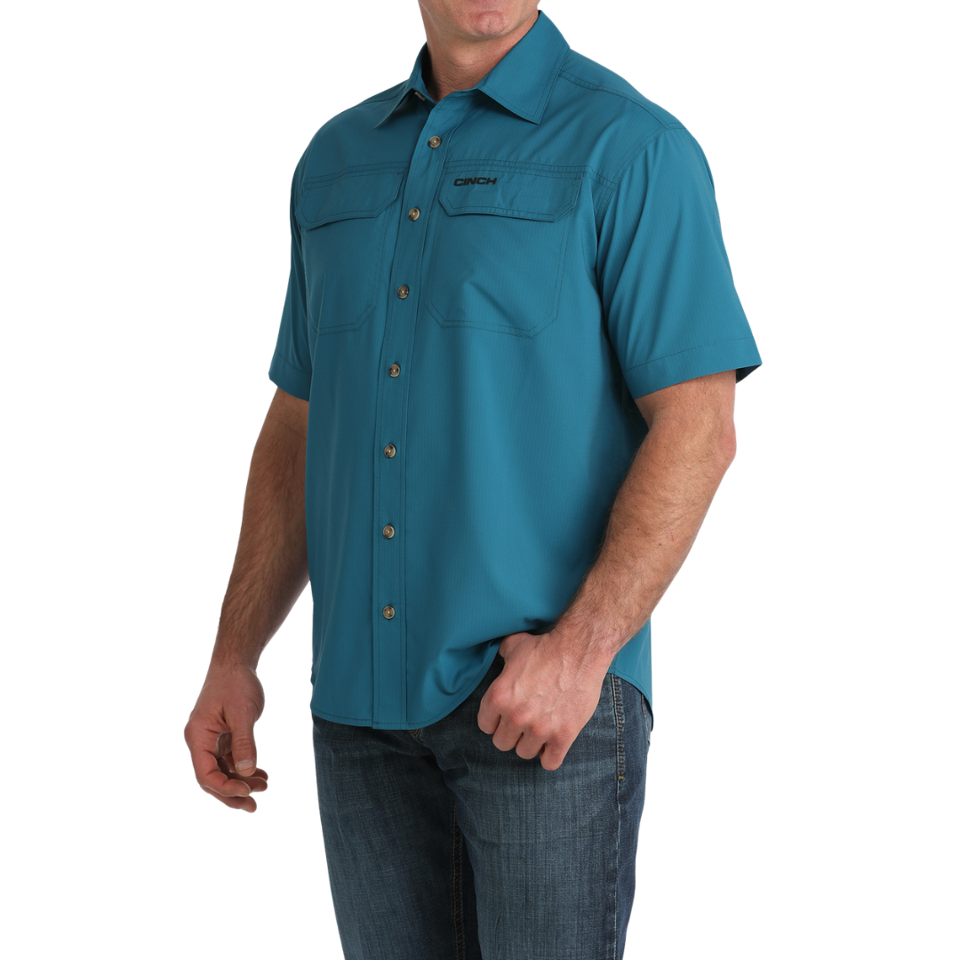 Cinch Men's Arenaflex Short Sleeve Teal Shirt MTW1723004