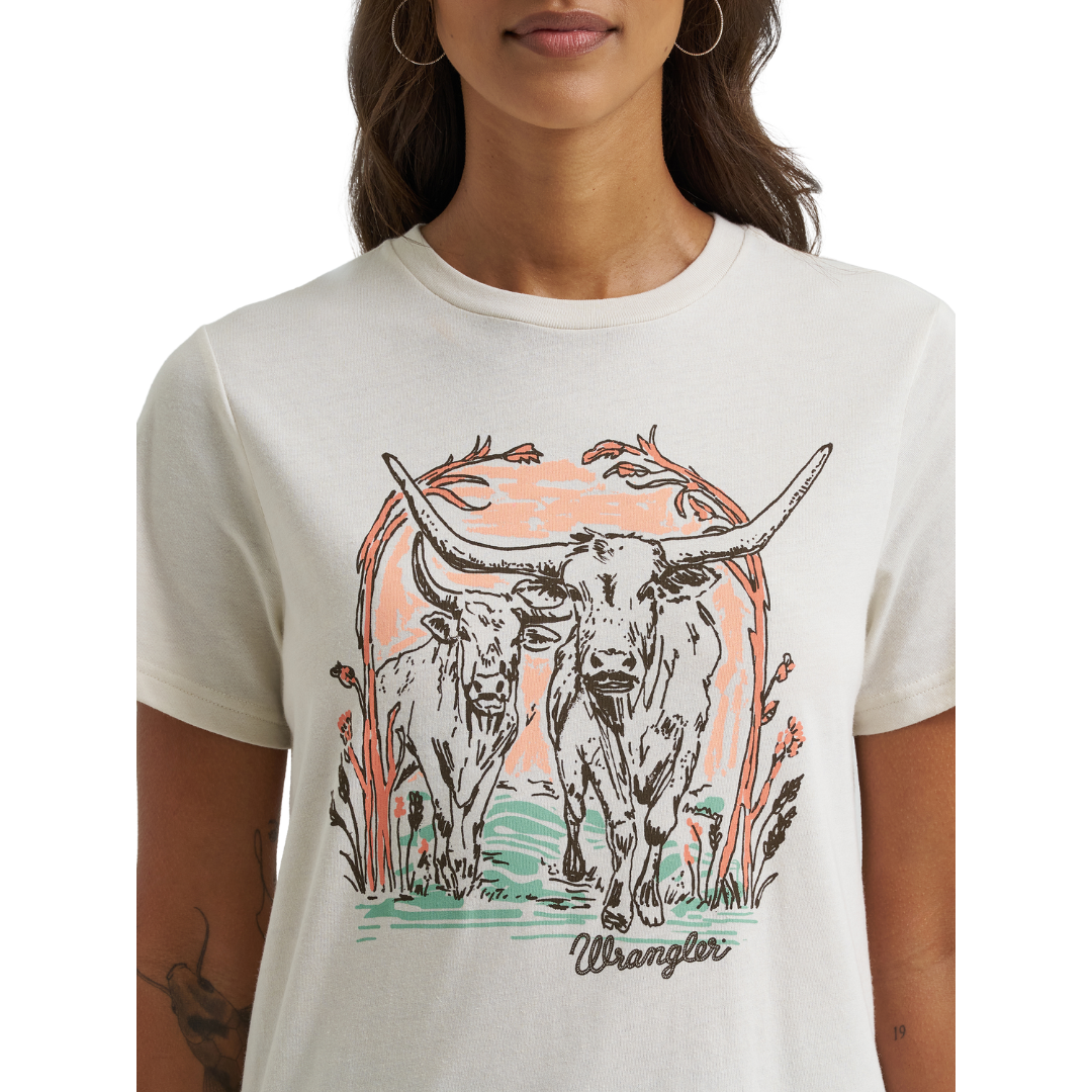 Wrangler Ladies Silver Birch Heather Logo Graphic T-Shirt 112375871