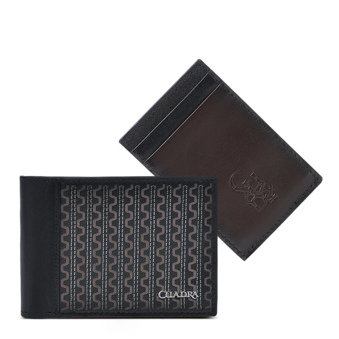 Cuadra Men's Brown Stamp Leather Bi-Fold Wallet DU614