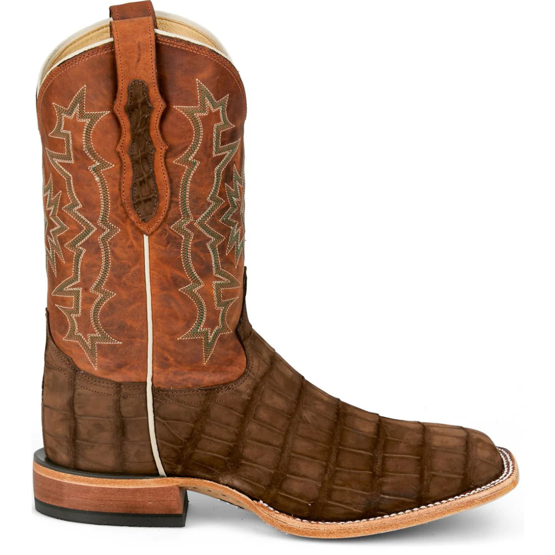 Tony Lama Men's Miguel Sueded Brown Alligator Western Boot HE6381
