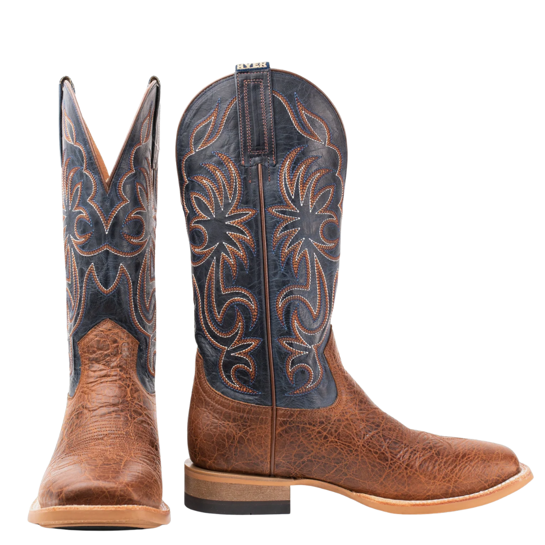 HYER Men's Burdett Brown & Blue Leather Western Boot HM11036