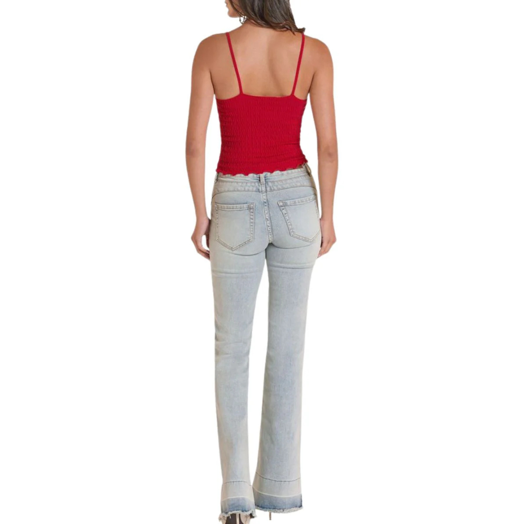 Rock & Roll Denim Ladies Solid Red Texture Knit Tank Top BW20T08783