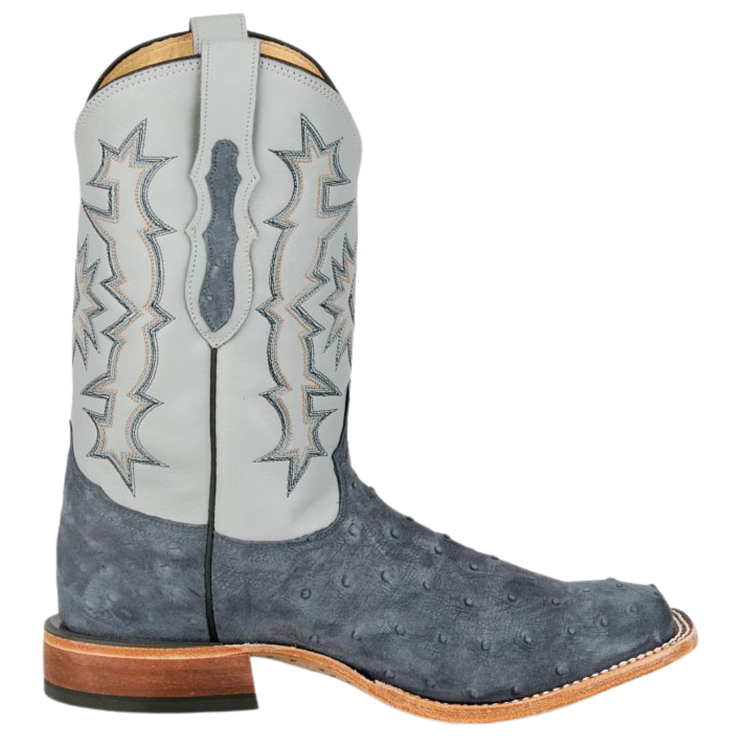 Tony Lama Men's Carlos Blue Suede Full Quill Ostrich Western Boot HE6265