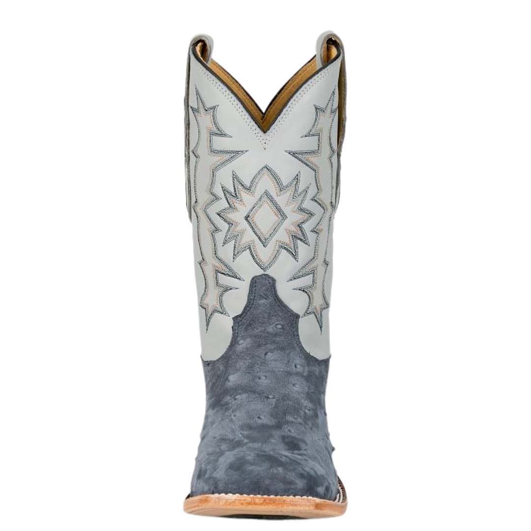 Tony Lama Men's Carlos Blue Suede Full Quill Ostrich Western Boot HE6265