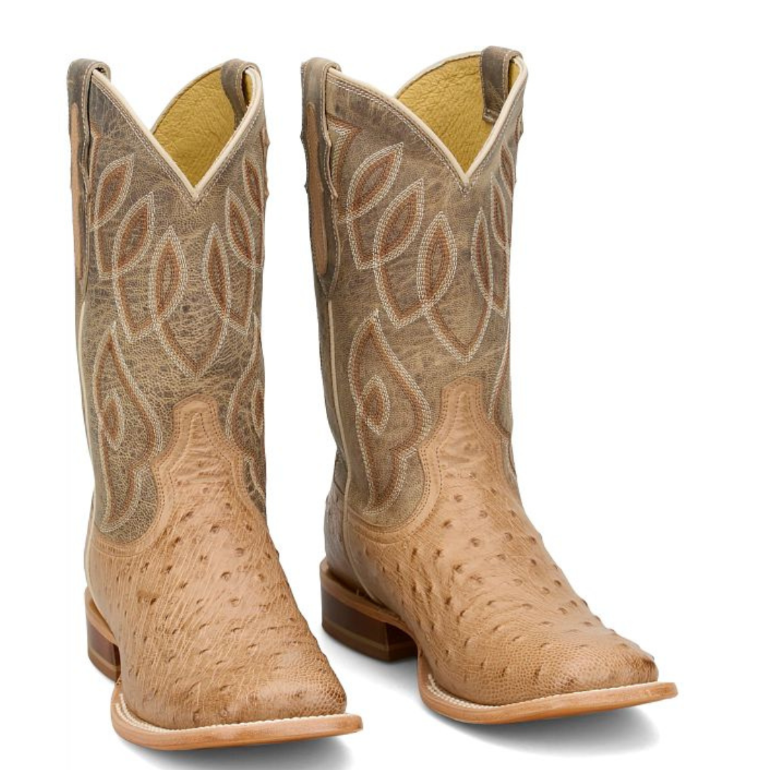Tony Lama Ladies Cheyenne Tan Ostrich Leather Western Boot RN3642