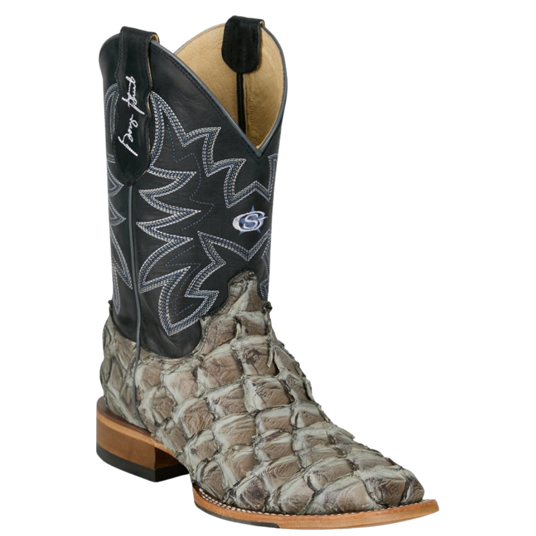 Justin Men's Ocean View Slate Grey Wide Square Toe Western Boot GR5715