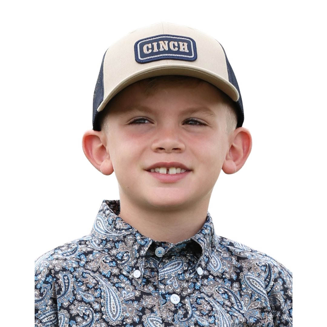 Cinch Youth Boy's Brown Logo Patch Trucker Cap MCC0606043