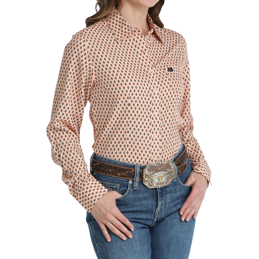 Cinch Ladies Peach Areanflex Button Down Shirt SW9164270