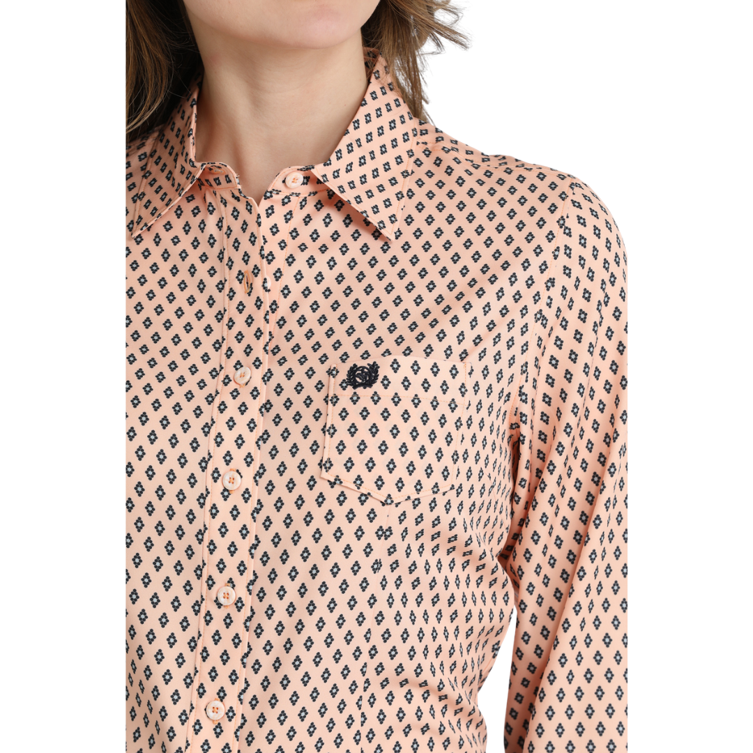 Cinch Ladies Peach Areanflex Button Down Shirt SW9164270
