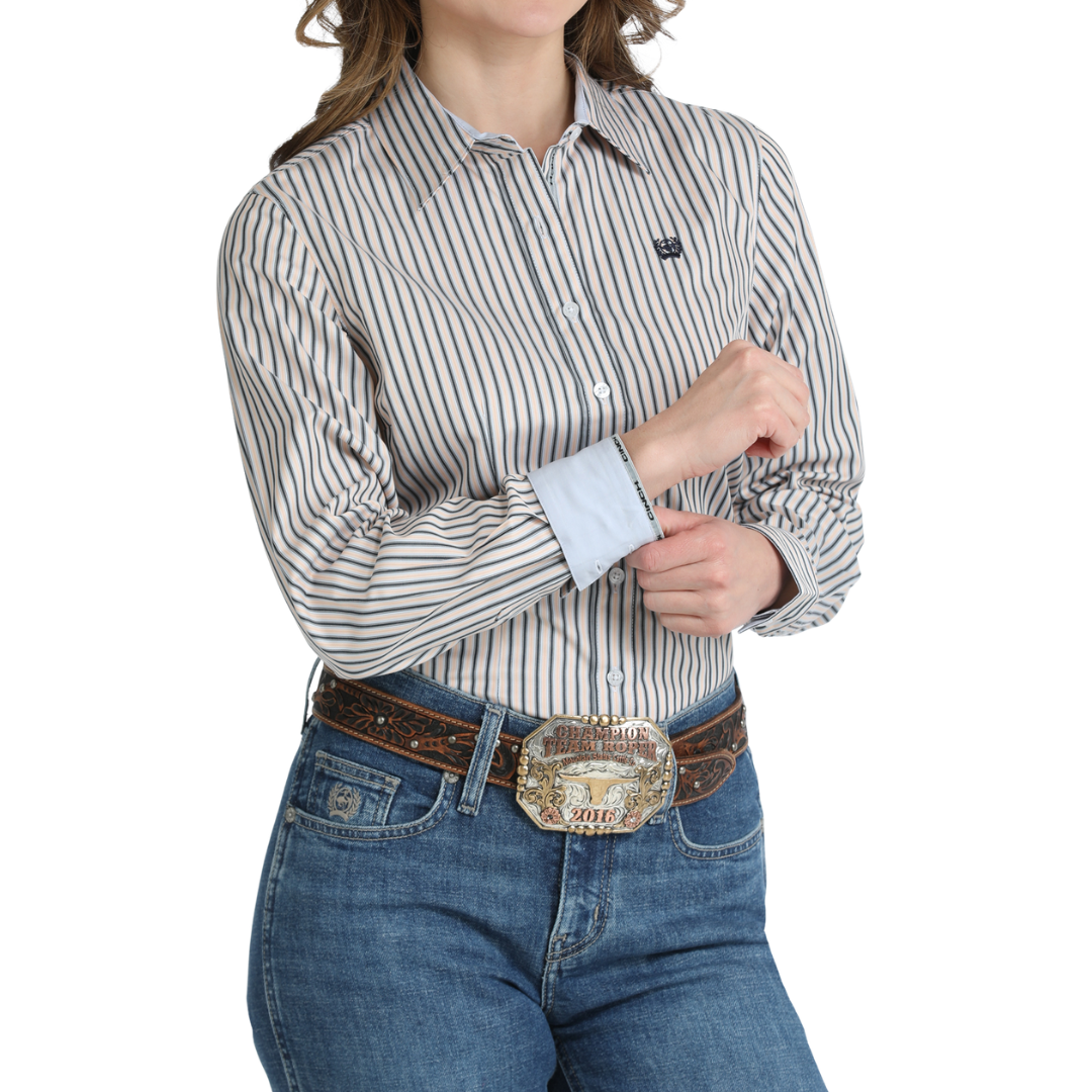 Cinch Ladies Multi Stripe Print Button Down Shirt MSW9165088