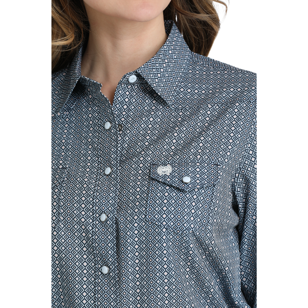 Cinch Ladies Arenaflex Light Blue Snap Shirt MSW9206006