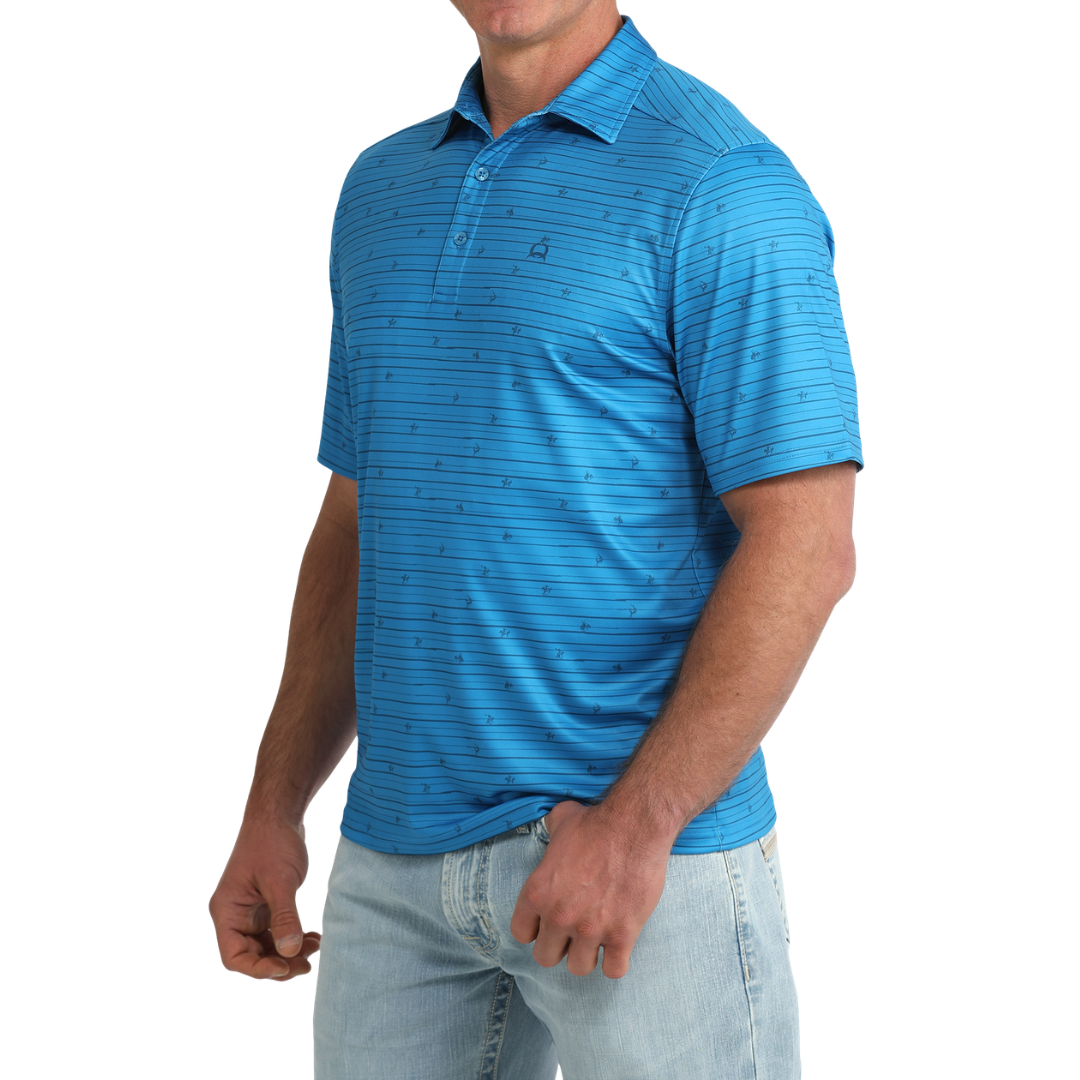 Cinch Men's AreanFlex Blue Stripe Polo Shirt MTK1865044