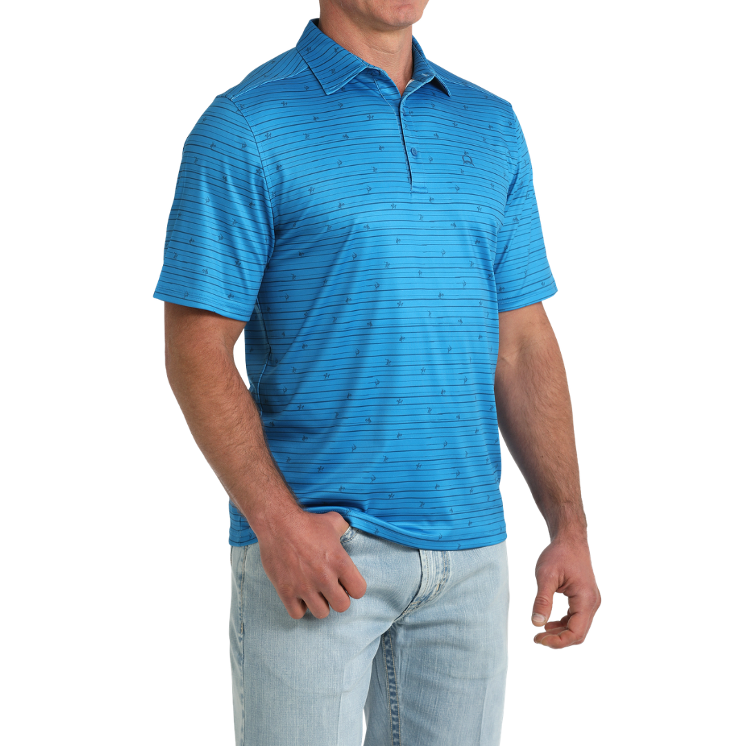 Cinch Men's AreanFlex Blue Stripe Polo Shirt MTK1865044