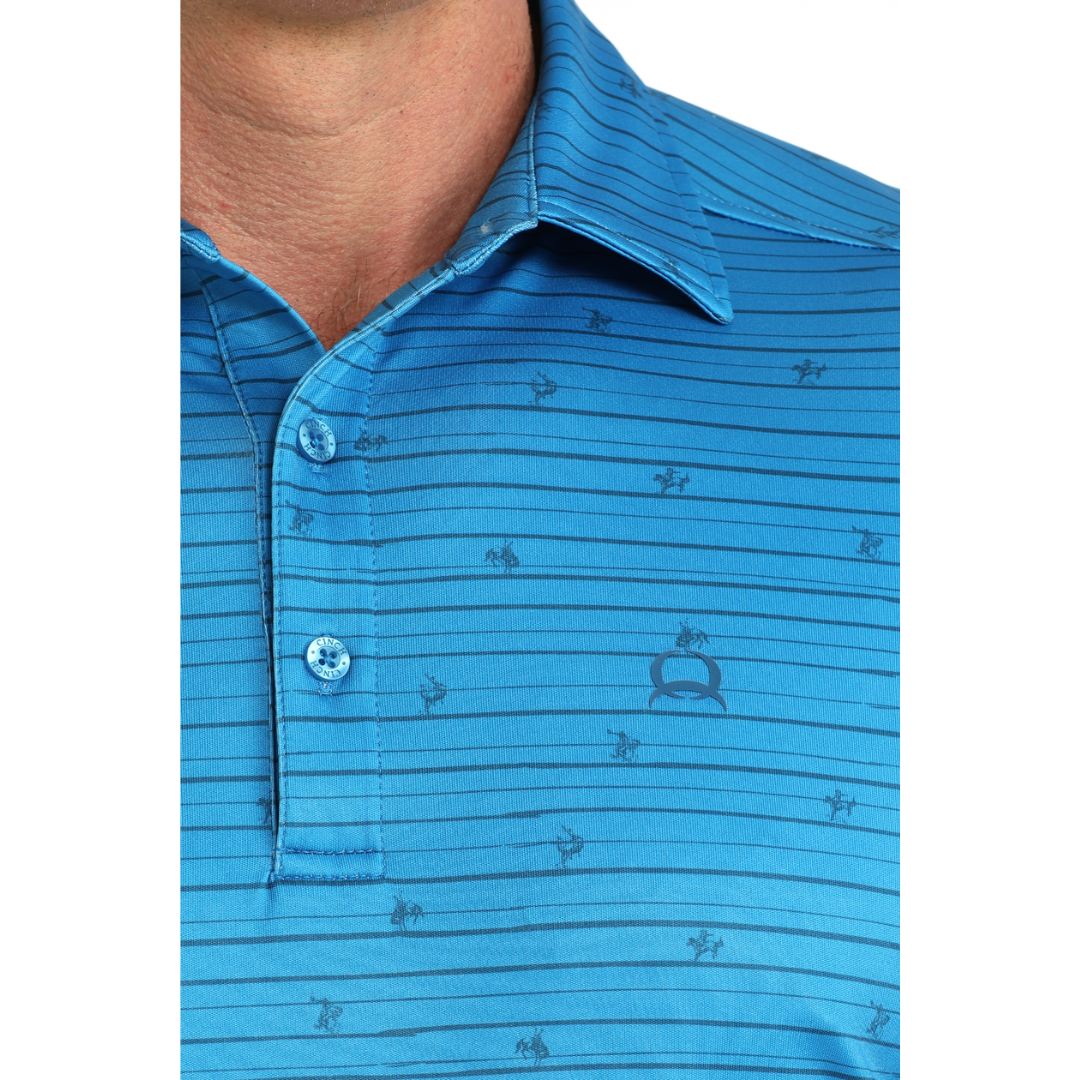 Cinch Men's AreanFlex Blue Stripe Polo Shirt MTK1865044