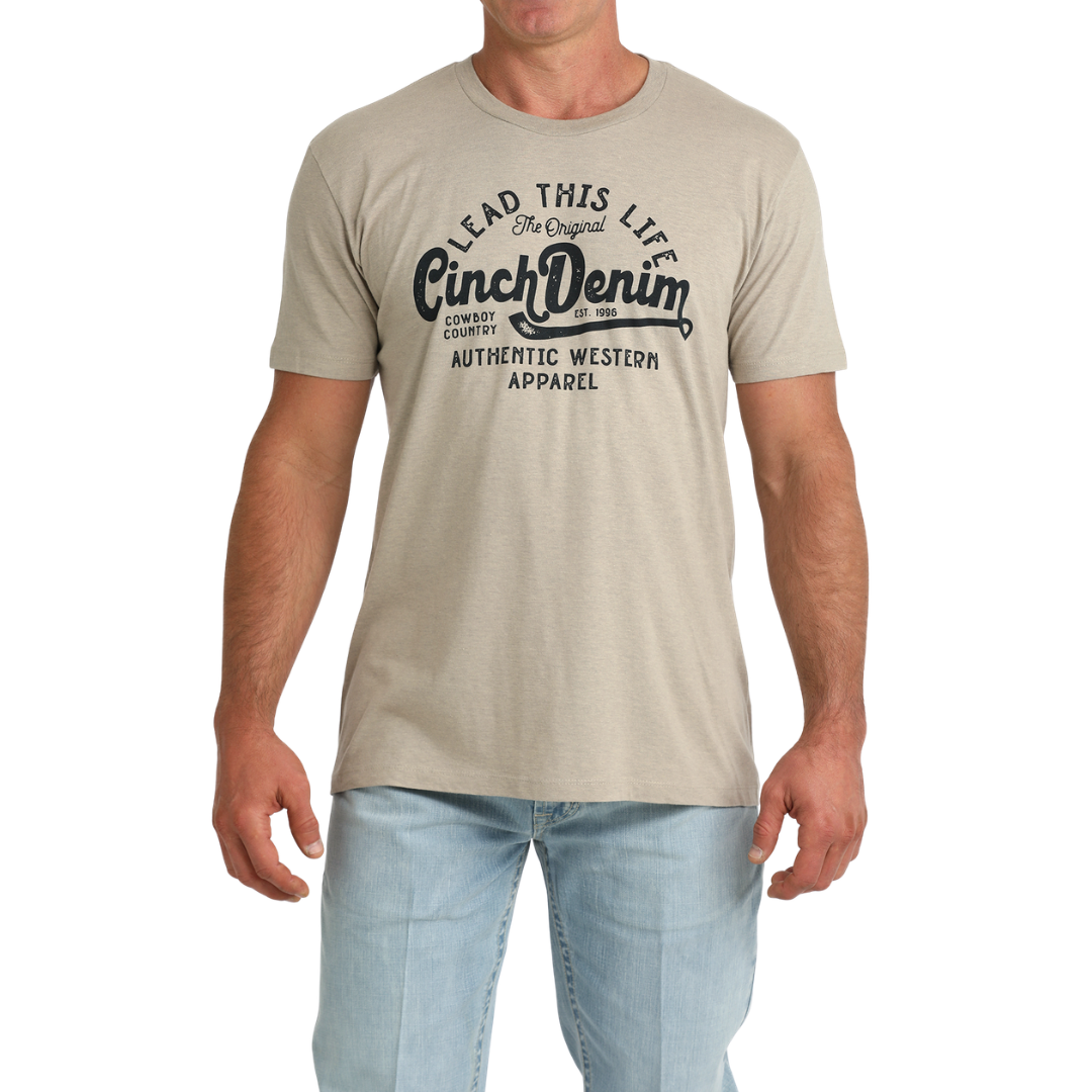 Cinch Men's Khaki Brown Logo Graphic T-Shirt MTT1690723