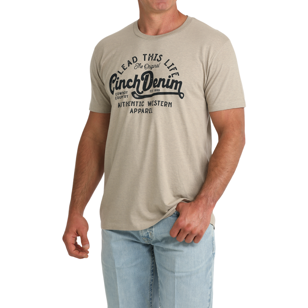 Cinch Men's Khaki Brown Logo Graphic T-Shirt MTT1690723