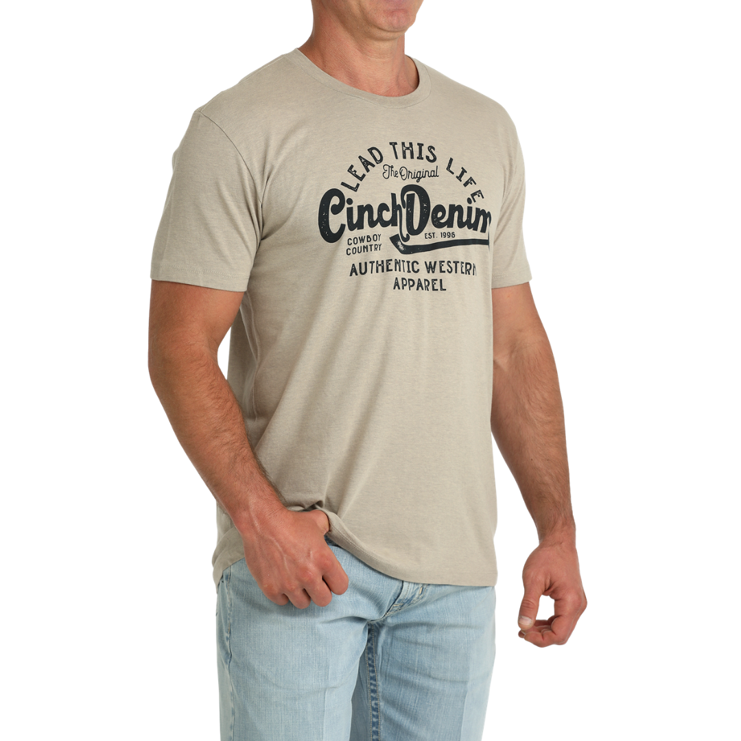 Cinch Men's Khaki Brown Logo Graphic T-Shirt MTT1690723