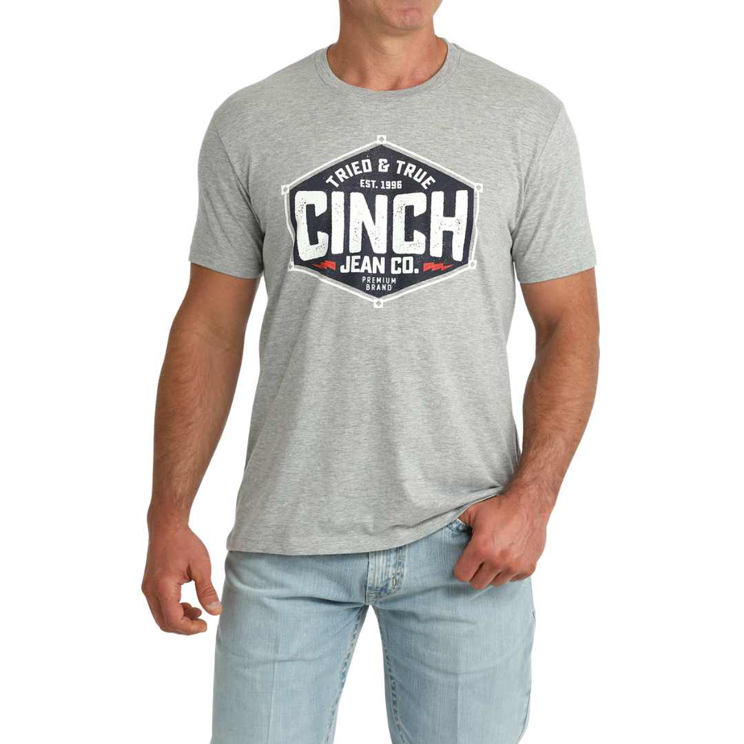 Cinch Men's Heather Grey Logo Graphic T-Shirt MTT1690725