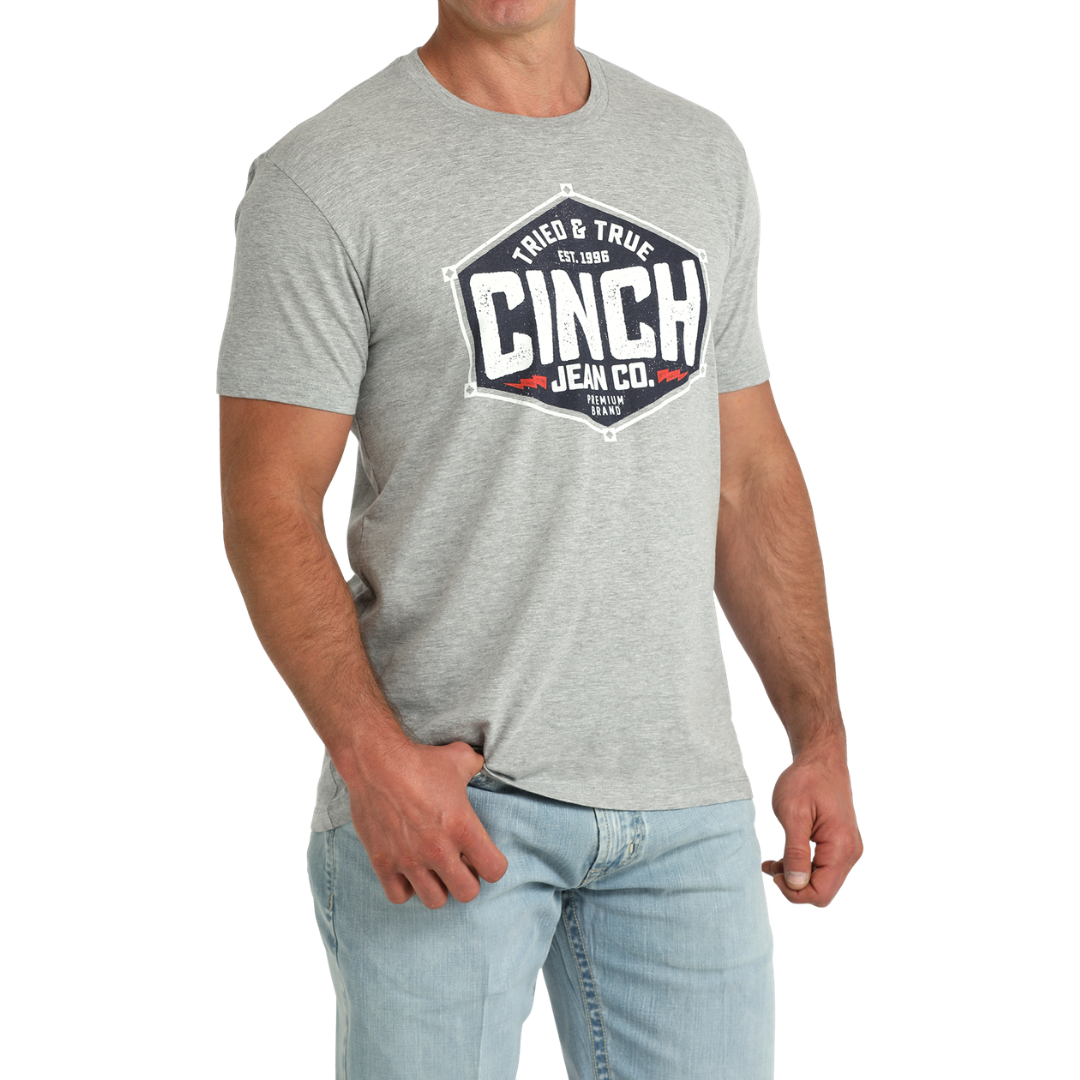 Cinch Men's Heather Grey Logo Graphic T-Shirt MTT1690725