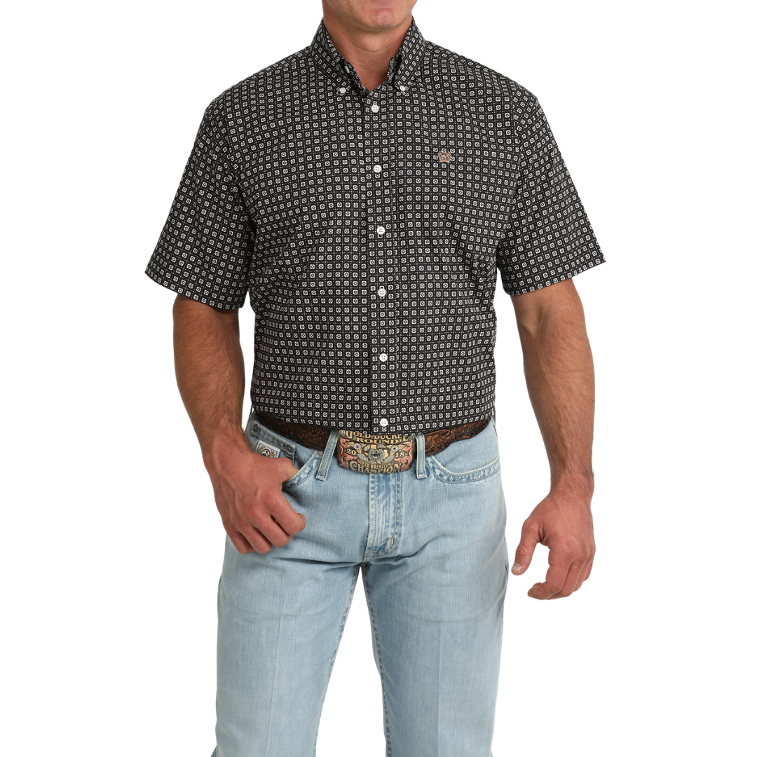 Cinch Men's Navy Geo Print Button Down Shirt MTW1111519
