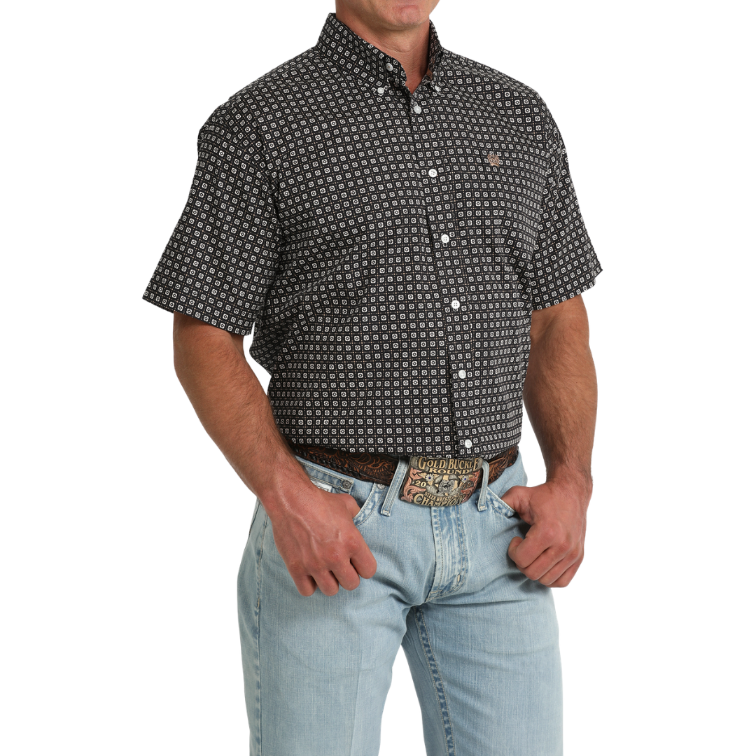 Cinch Men's Navy Geo Print Button Down Shirt MTW1111519