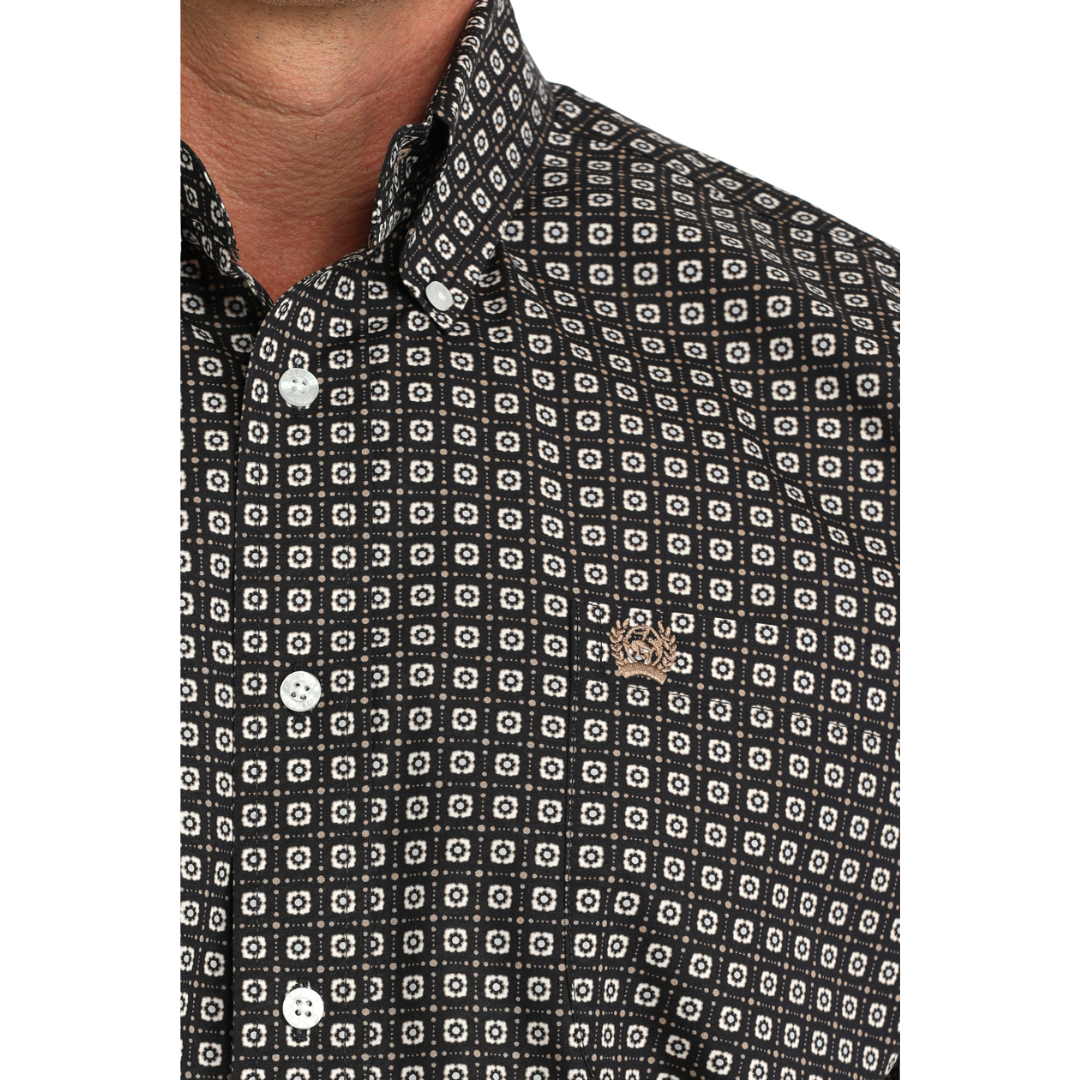 Cinch Men's Navy Geo Print Button Down Shirt MTW1111519