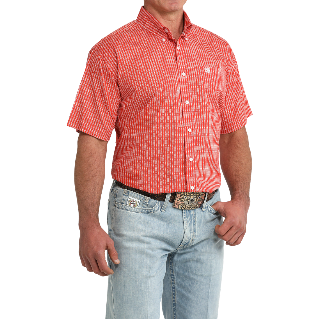Cinch Men's Red Geo Print Button Down Shirt MTW1111520