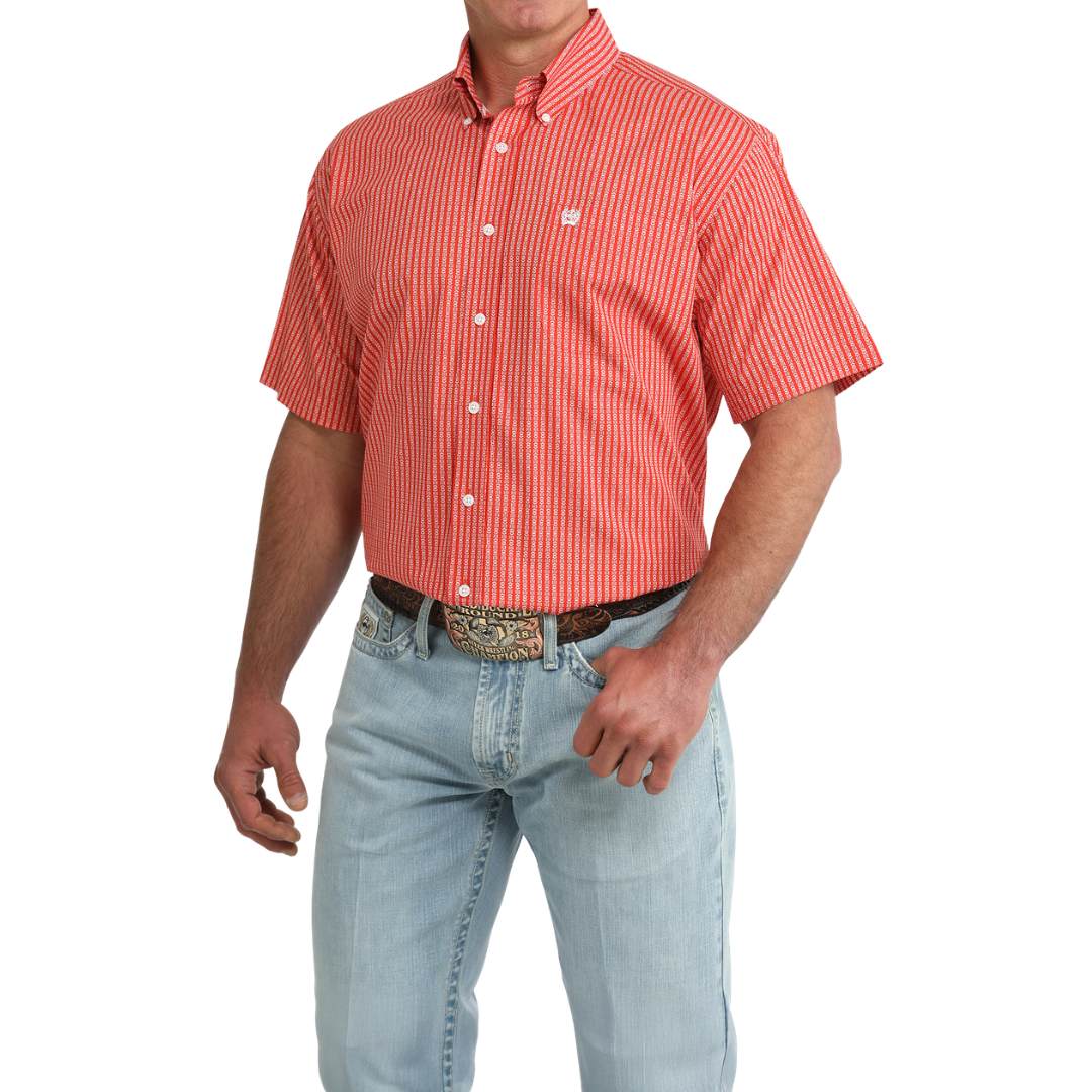 Cinch Men's Red Geo Print Button Down Shirt MTW1111520