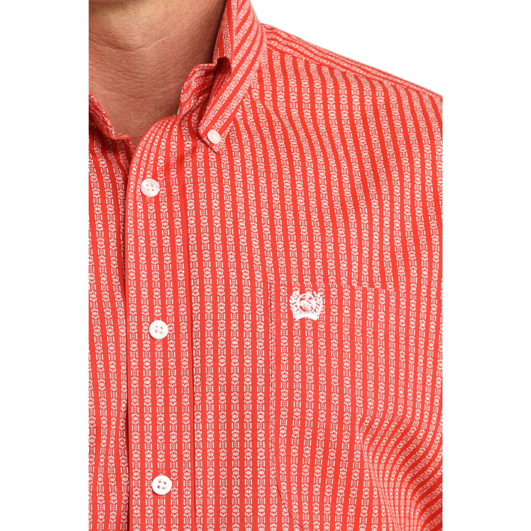 Cinch Men's Red Geo Print Button Down Shirt MTW1111520