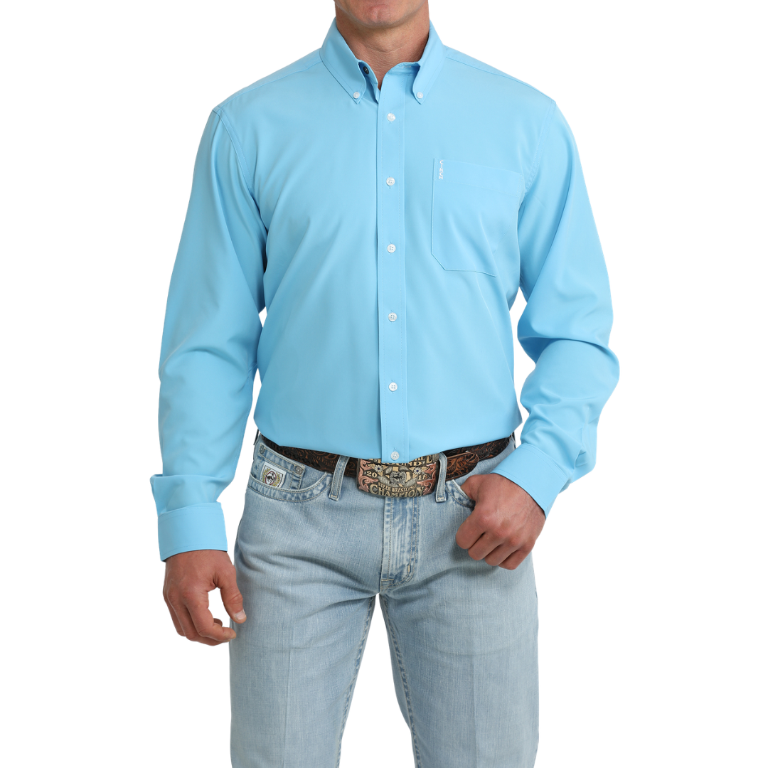 Cinch Men's Solid Blue Modern Button Down Shirt MTW1347156