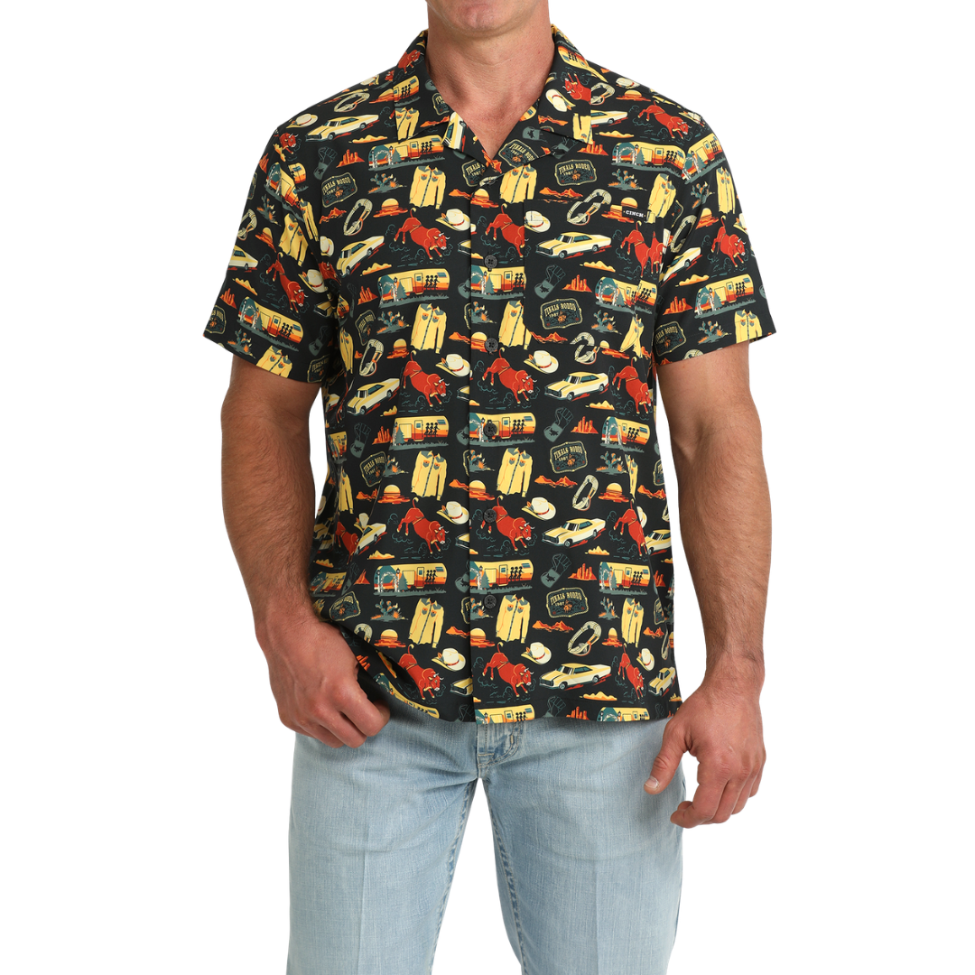 Cinch Men's Black Camp Button Down Shirt MTW1401057