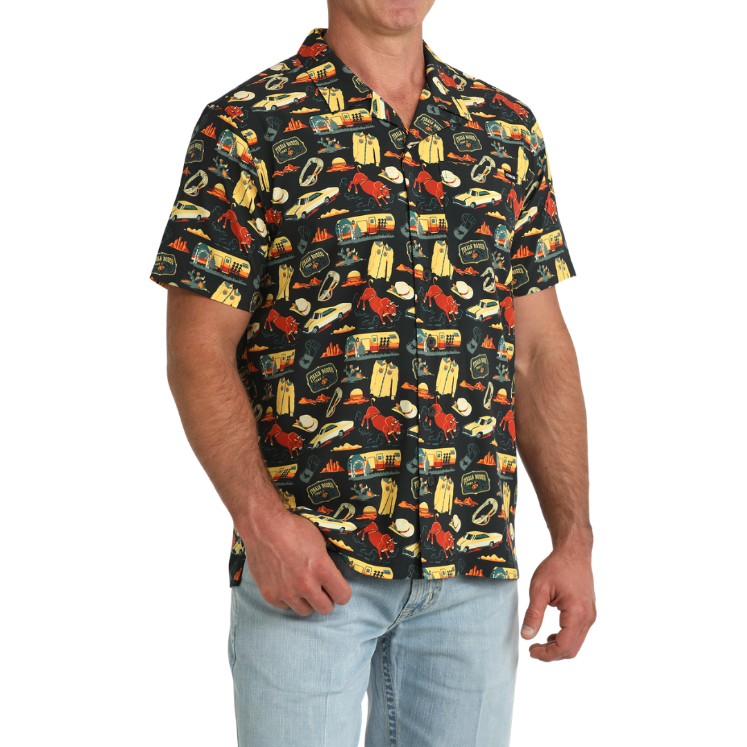 Cinch Men's Black Camp Button Down Shirt MTW1401057
