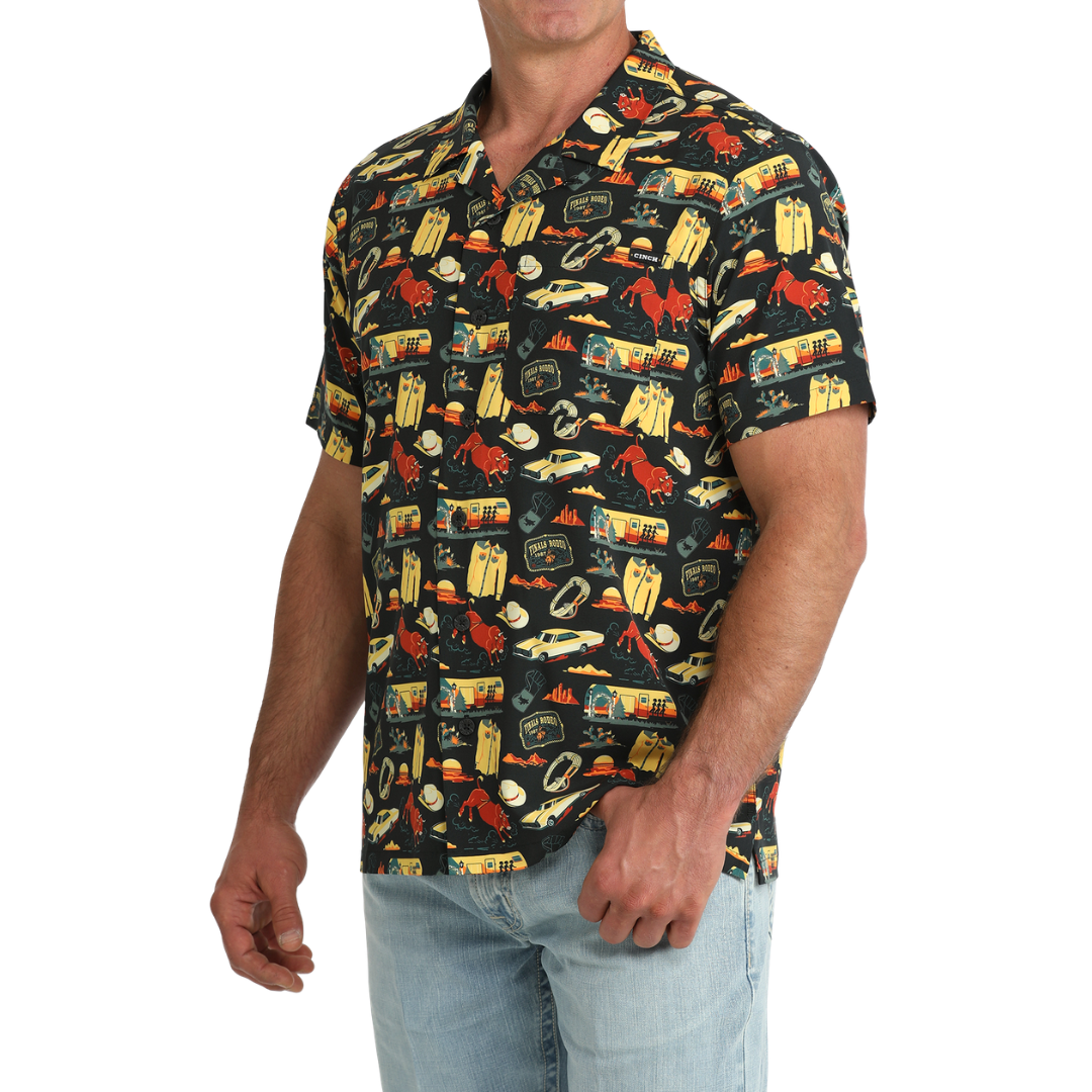 Cinch Men's Black Camp Button Down Shirt MTW1401057