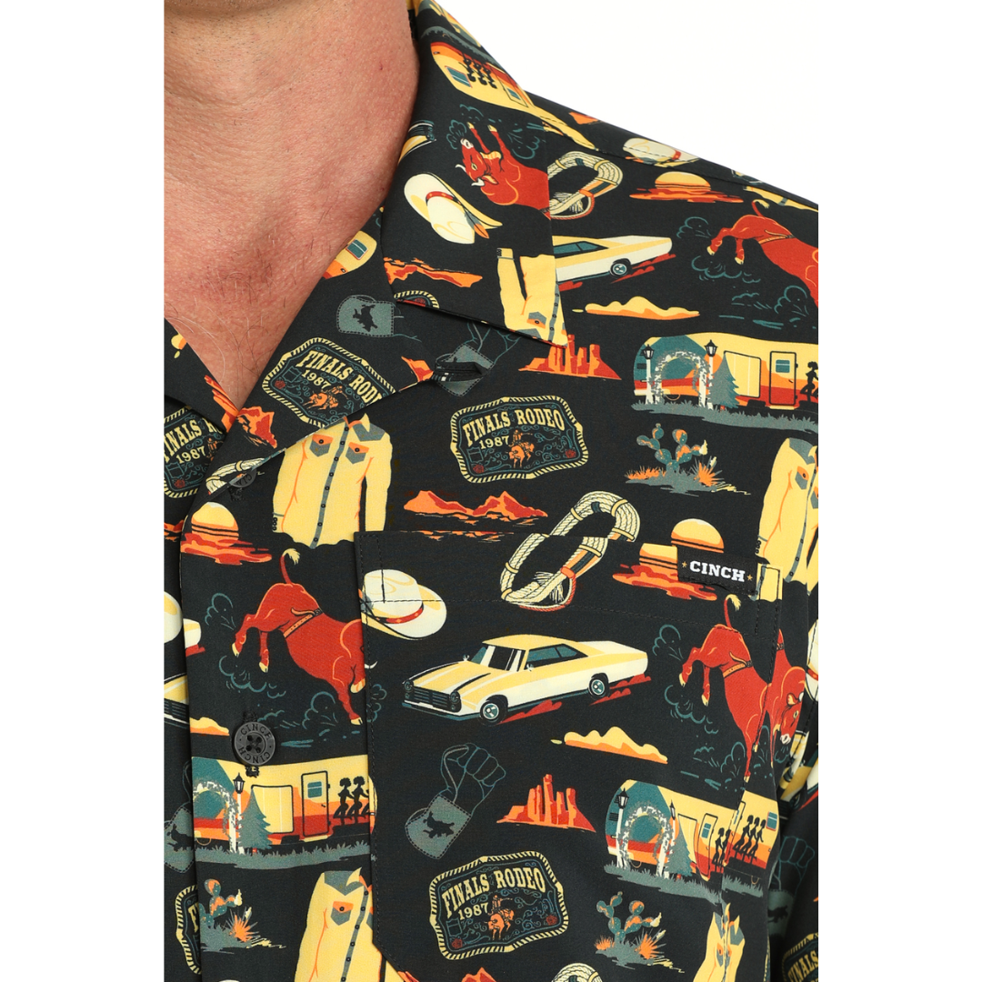 Cinch Men's Black Camp Button Down Shirt MTW1401057