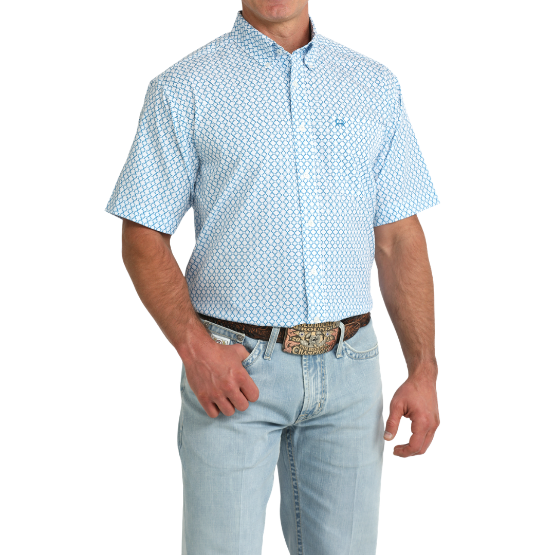 Cinch Men's Blue ArenaFlex Printed Button Down Shirt MTW1704170