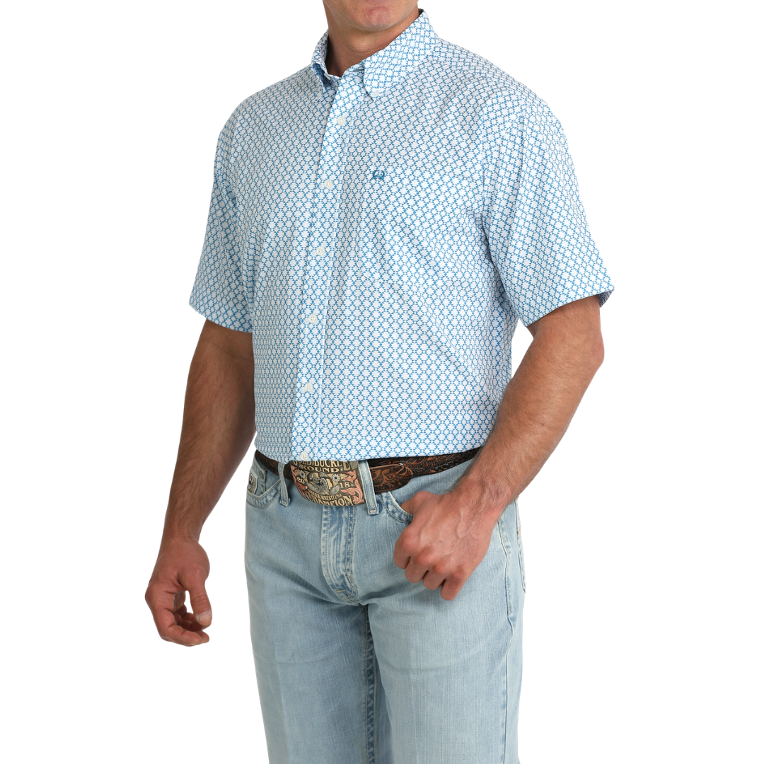 Cinch Men's Blue ArenaFlex Printed Button Down Shirt MTW1704170