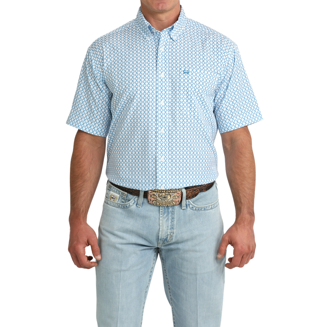 Cinch Men's Blue ArenaFlex Printed Button Down Shirt MTW1704170