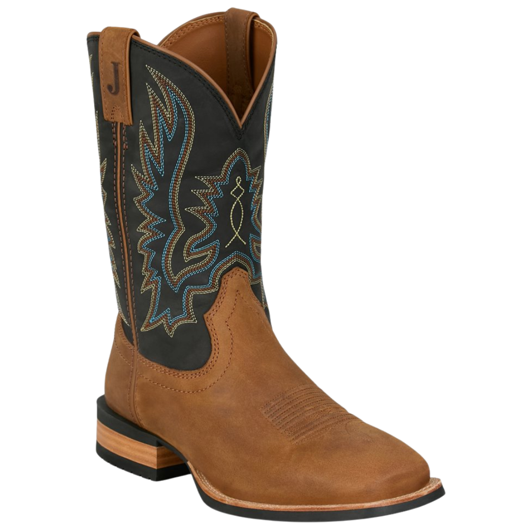 Justin Men's Rustle Chestnut Brown Leather Western Boot OL7330