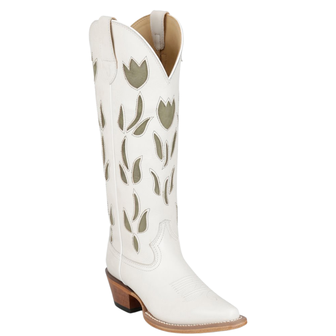 Justin Ladies May Vintage White Cowhide Leather Tall Western Boot VN4457