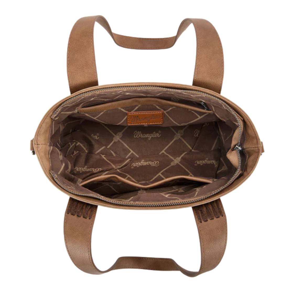 Wrangler Ladies Denim Patchwork Brown Tote/Crossbody WG164-1830BR