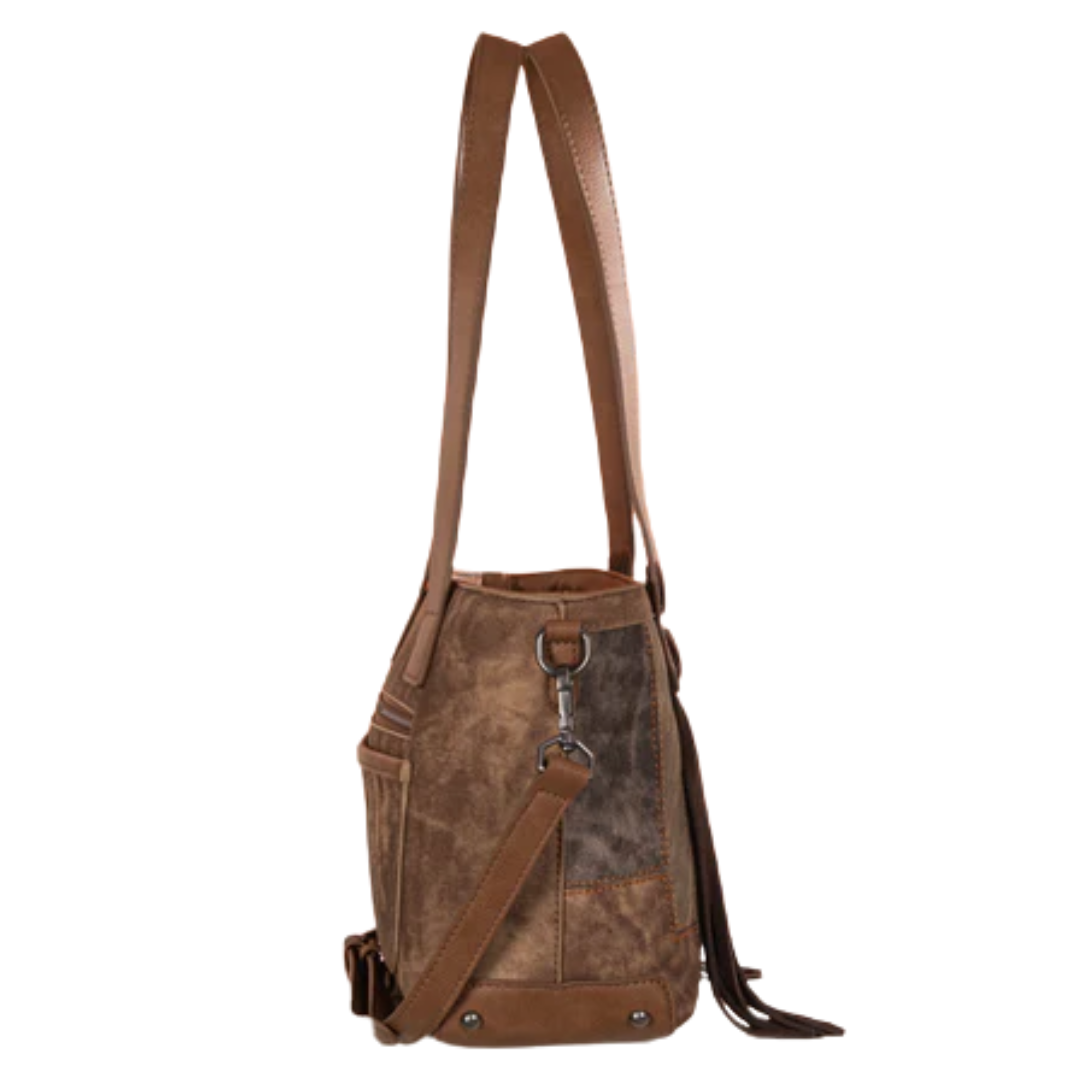 Wrangler Ladies Denim Patchwork Brown Tote/Crossbody WG164-1830BR