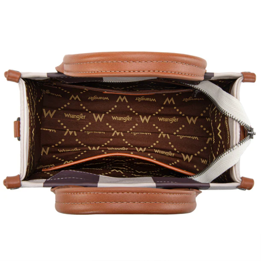 Wrangler Ladies Color Block Brown Tote/Crossbody WG208-8120SBR