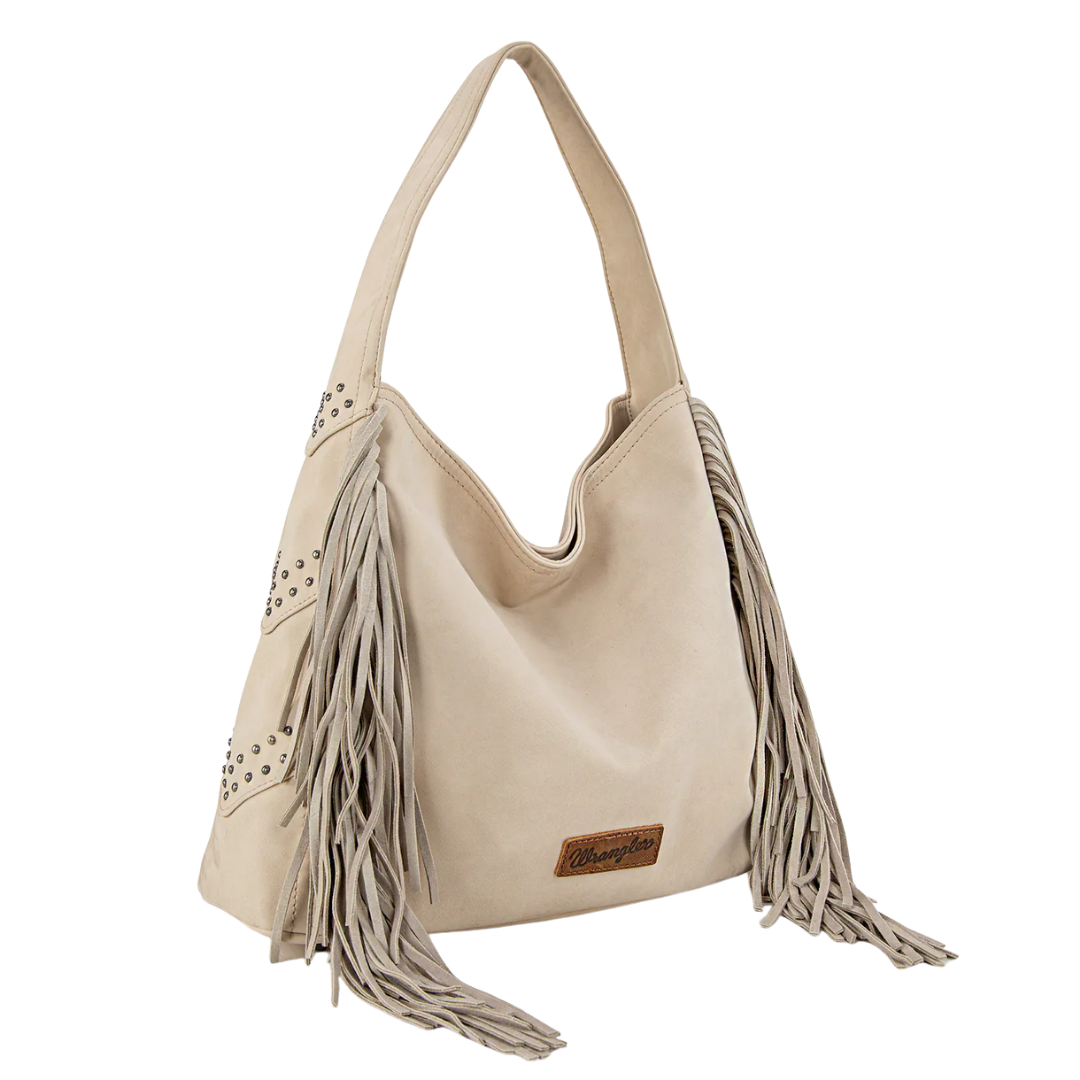 Wrangler Ladies Fringe Studded Hobo Beige Bag WG244-9182BG