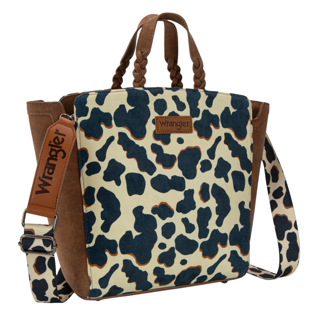Wrangler Ladies Cow Print Concealed Carry Brown Tote/Crossbody WG264-8014BR