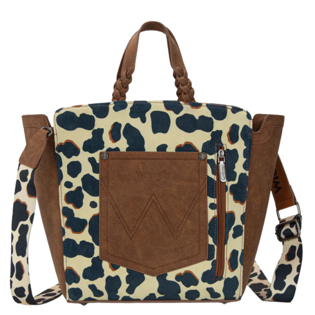 Wrangler Ladies Cow Print Concealed Carry Brown Tote/Crossbody WG264-8014BR