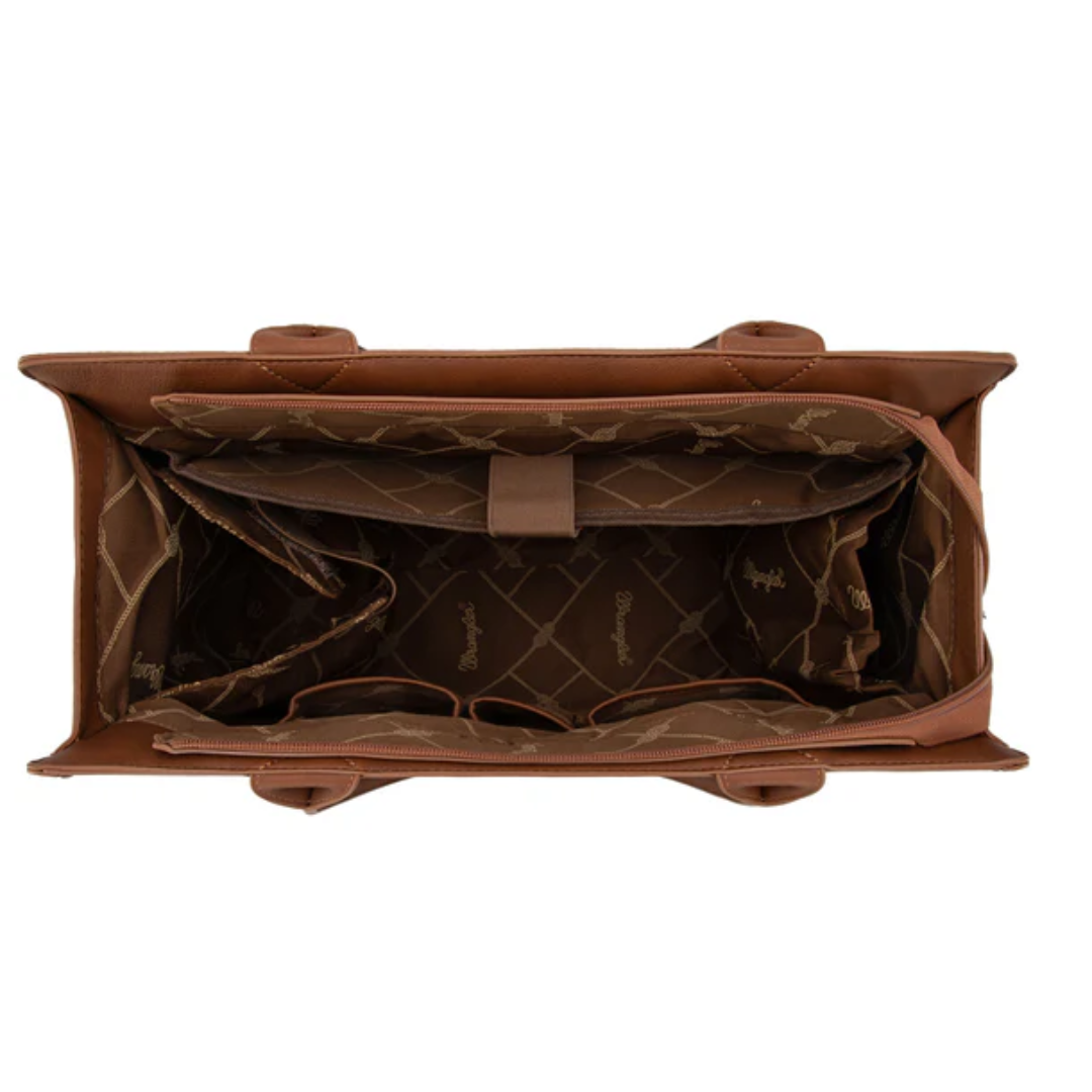 Wrangler Brown Horseshoe Cutout Carry-All Large Tote Bag WG292-8110BR