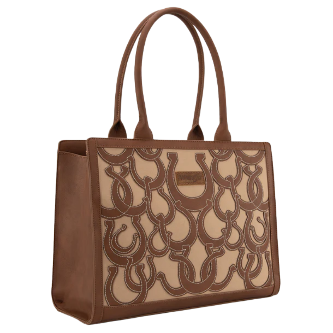 Wrangler Brown Horseshoe Cutout Carry-All Large Tote Bag WG292-8110BR